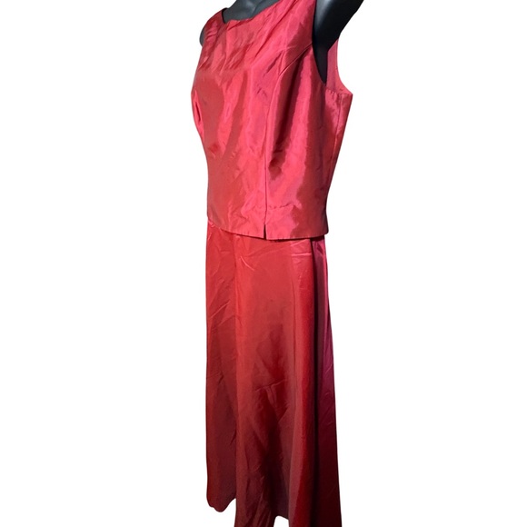 red two-piece formal gown is a vintage set by JS Collections size 14 formal - Picture 4 of 10